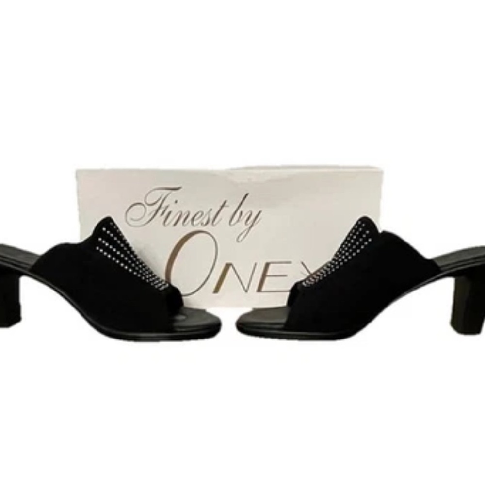 Onex Finest Black Rhinestone Slide Sandals – Size 6M - Picture 3 of 8
